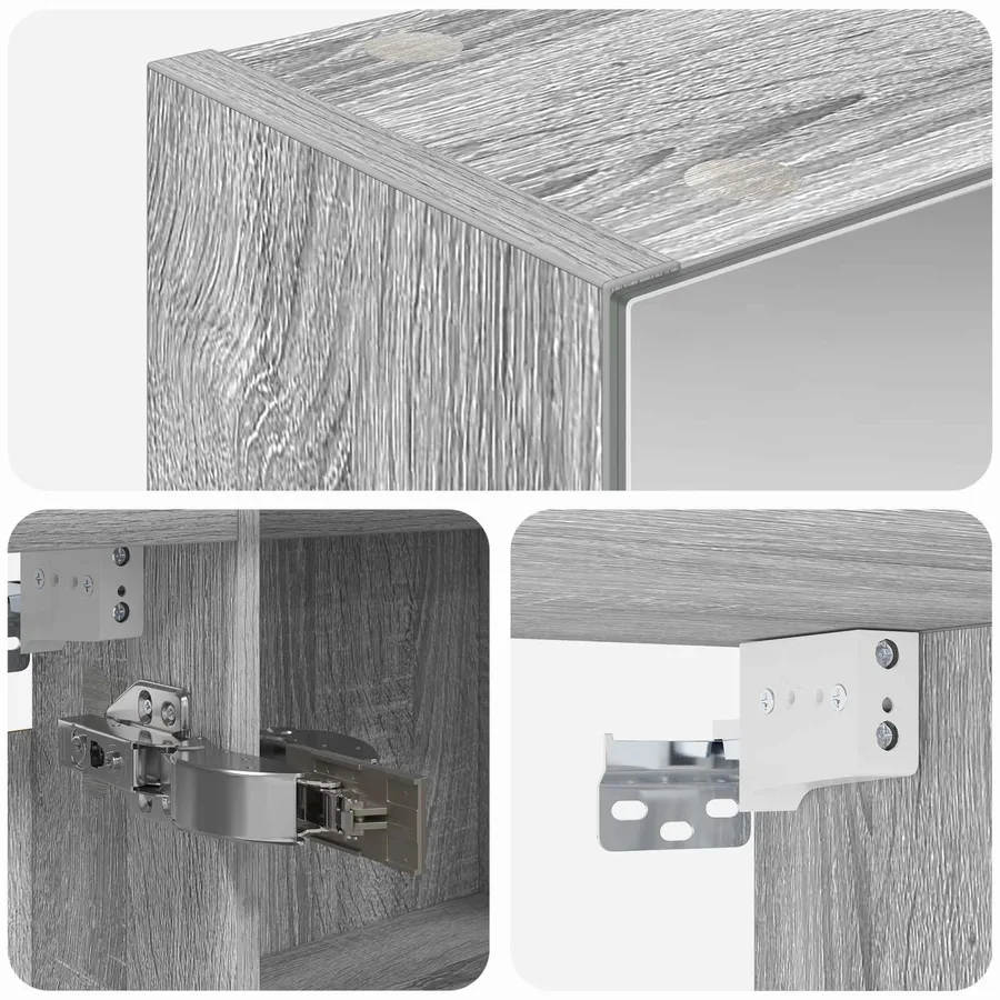 Armoire Miroir de Salle de Bain Gris Sonoma 100 x 14,5 x 70 cm - 10