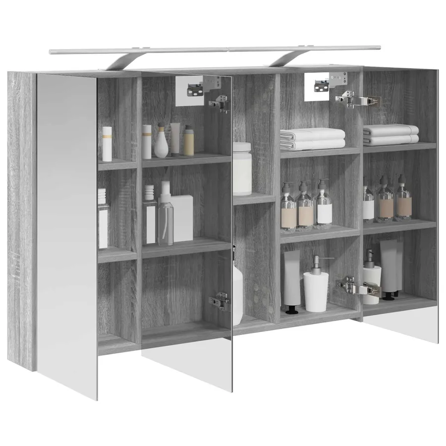 Armoire Miroir de Salle de Bain Gris Sonoma 100 x 14,5 x 70 cm - 3