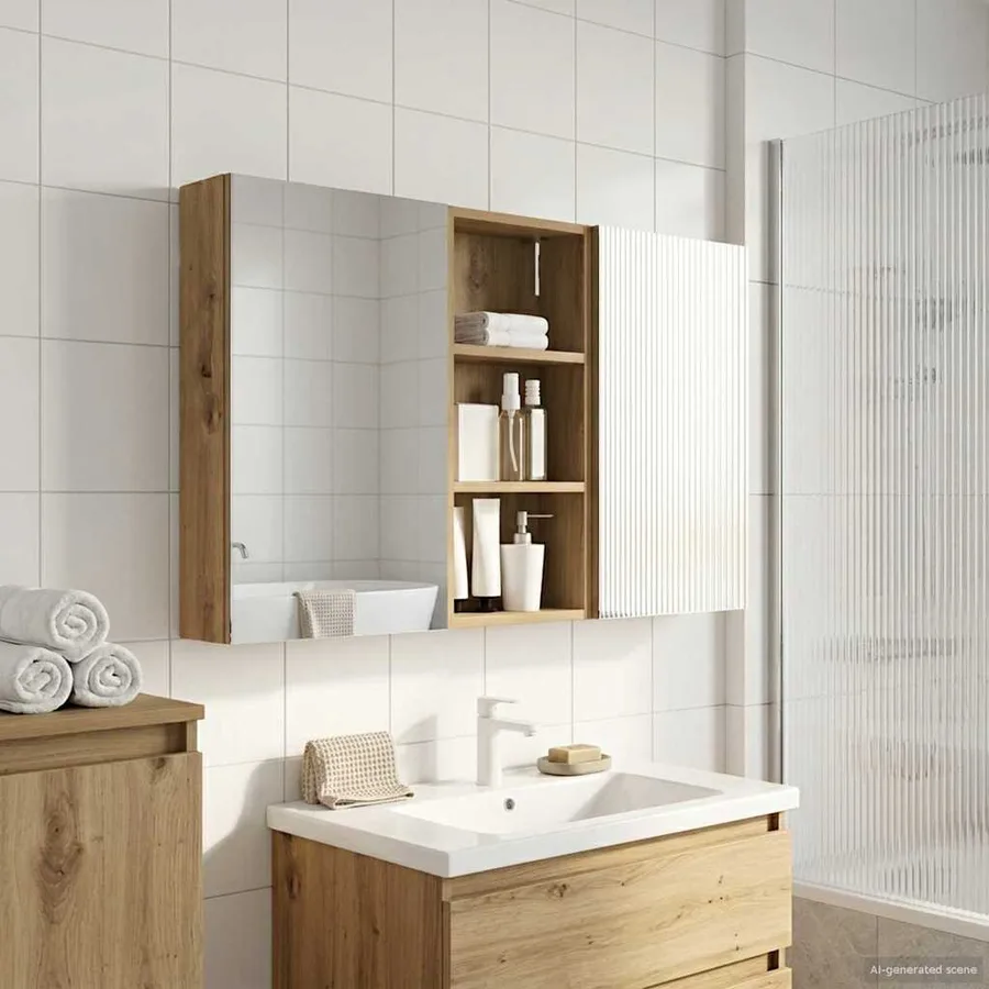 Ensemble de Meubles de Salle de Bain 3 pc 110 x 10,5 x 60,5 cm - 4