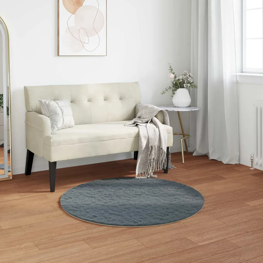 Tapis antidérapant en fausse de lapin OLITE Anthracite Ø 80 cm