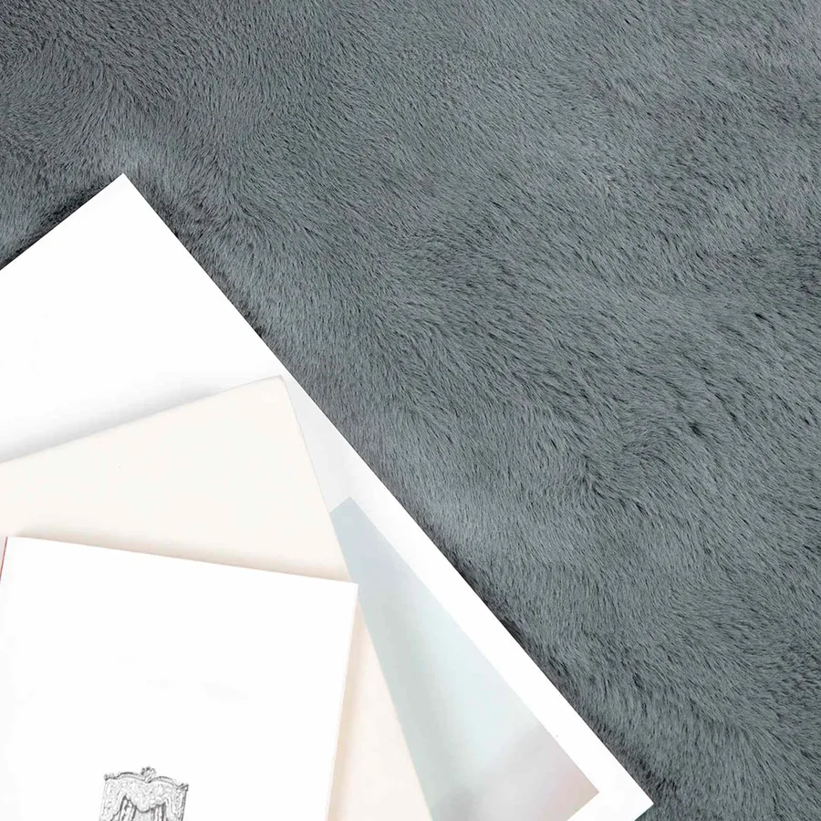 Tapis antidérapant en fausse de lapin OLITE Anthracite Ø 80 cm - 3