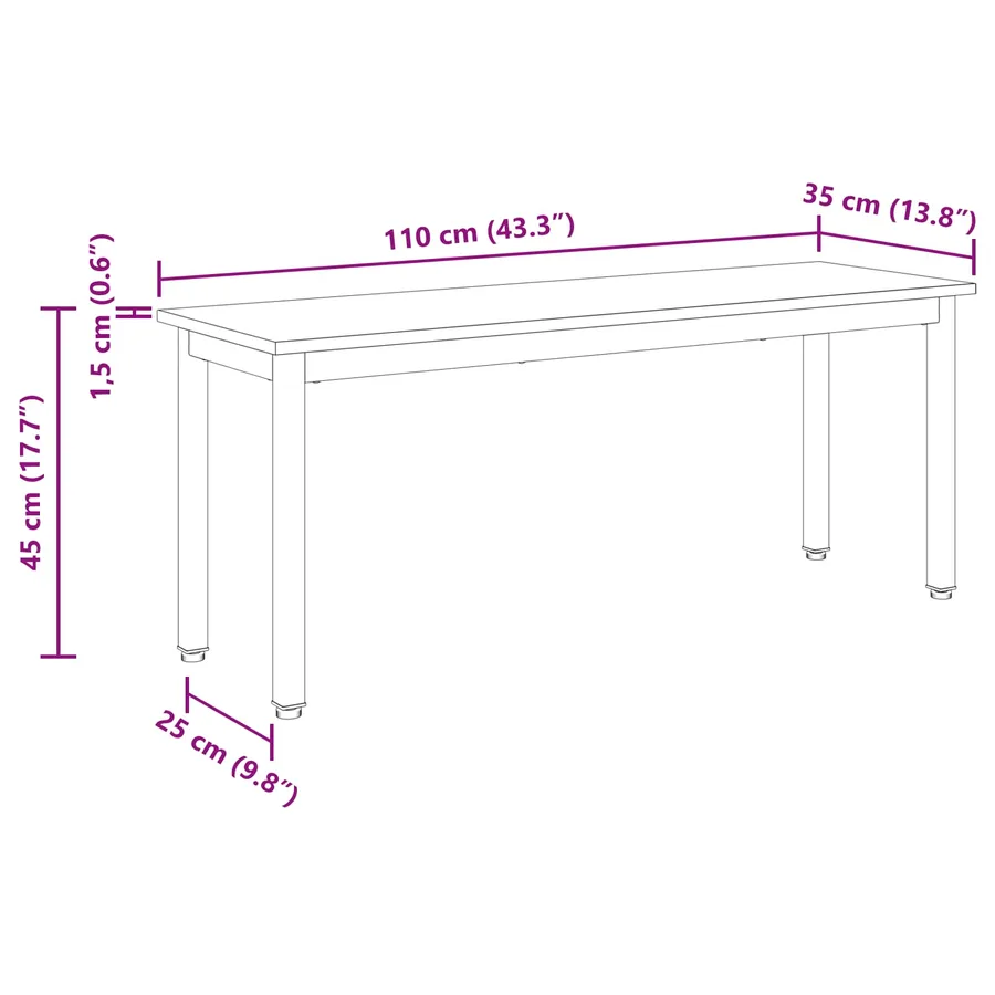 banc Sonoma 110 x 35 x 45 cm Bois d'ingénierie - 8