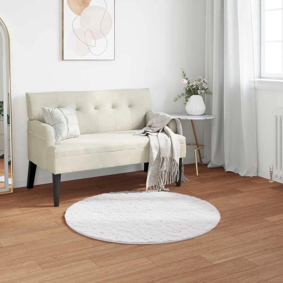 Tapis antidérapant en fausse de lapin OLITE Blanc Ø 100 cm