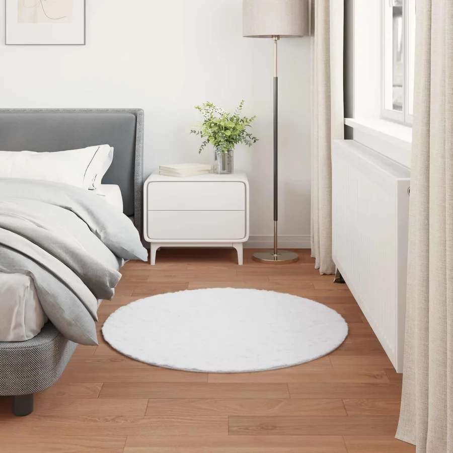 Tapis antidérapant en fausse de lapin OLITE Blanc Ø 100 cm - 4