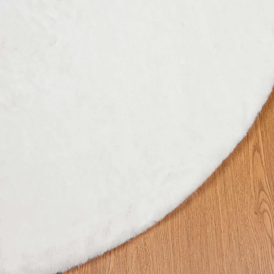 Tapis antidérapant en fausse de lapin OLITE Blanc Ø 100 cm - 7