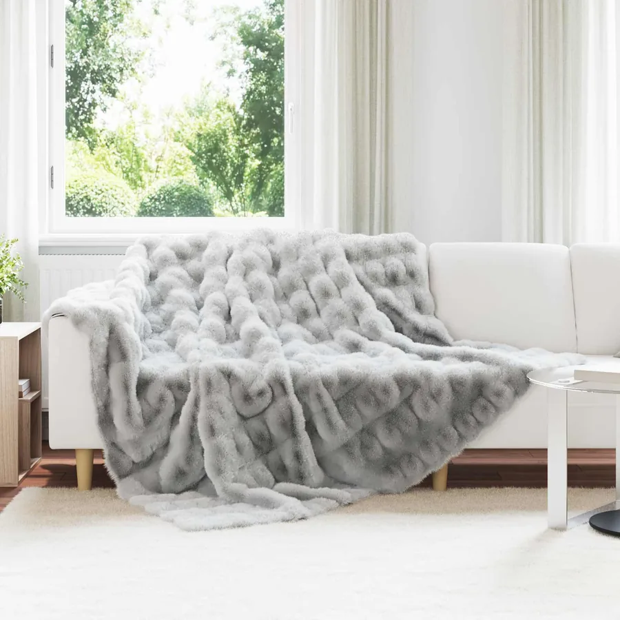 Couverture antidérapante en fausse de lapin Olite Gris