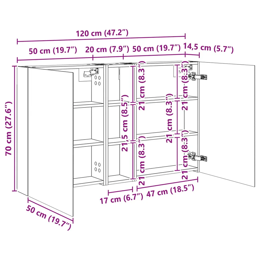 Ensemble de Meubles de Salle de Bain 3 pcs 120 x 14,5 x 70 cm - 12