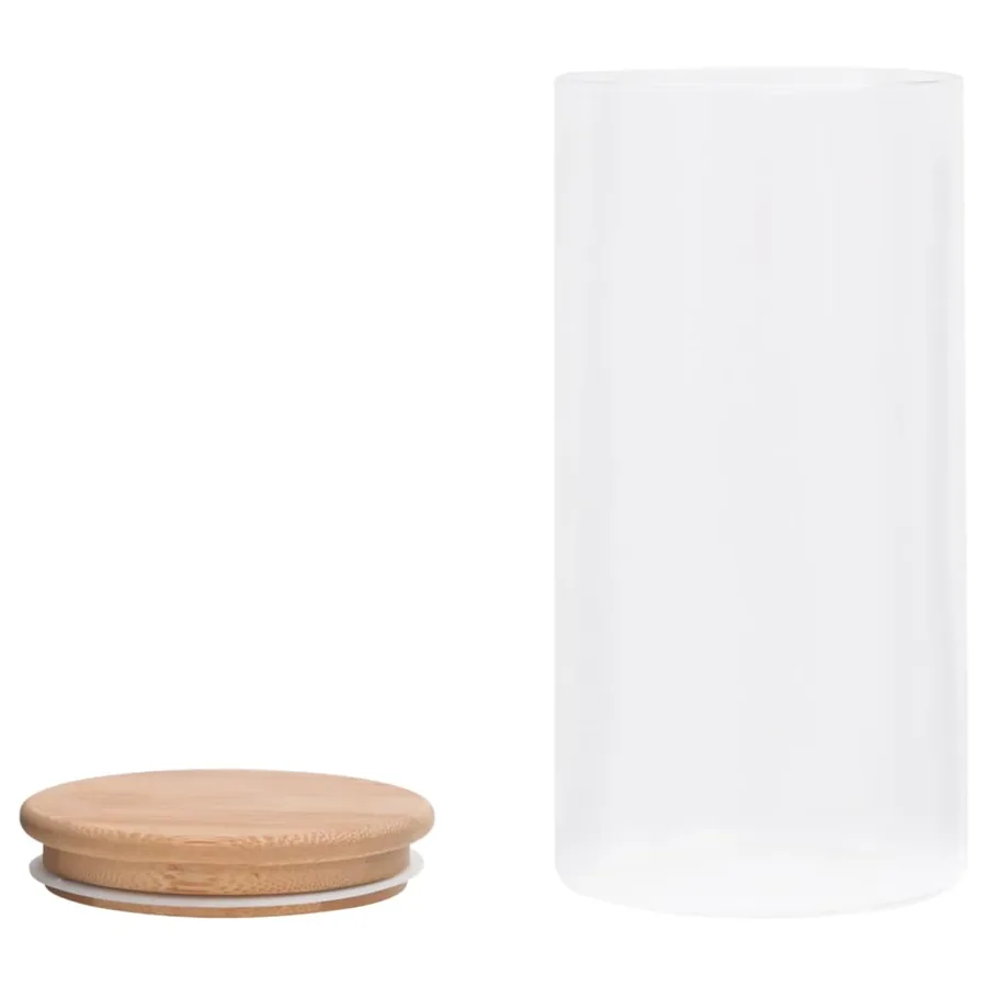 Pots de conservation en verre couvercle en bambou 4 pcs 1200 ml - 4