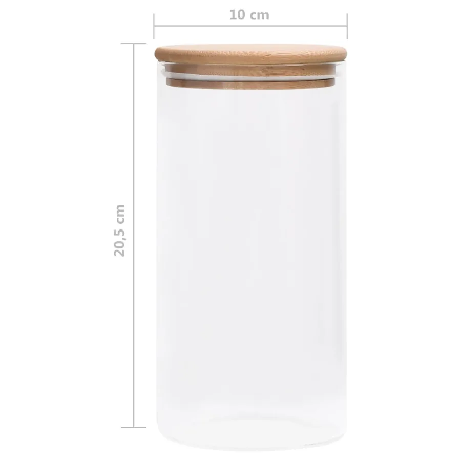 Pots de conservation en verre couvercle en bambou 4 pcs 1200 ml - 7