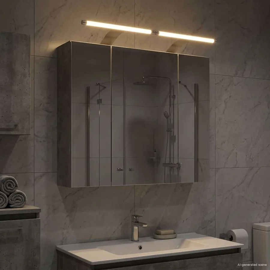 Armoire Miroir de Salle de Bain Gris béton 60 x 14,5 x 50 cm