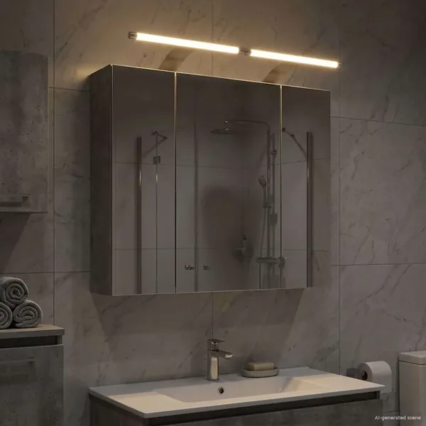 Armoire Miroir de Salle de Bain Gris béton 60 x 14,5 x 50 cm