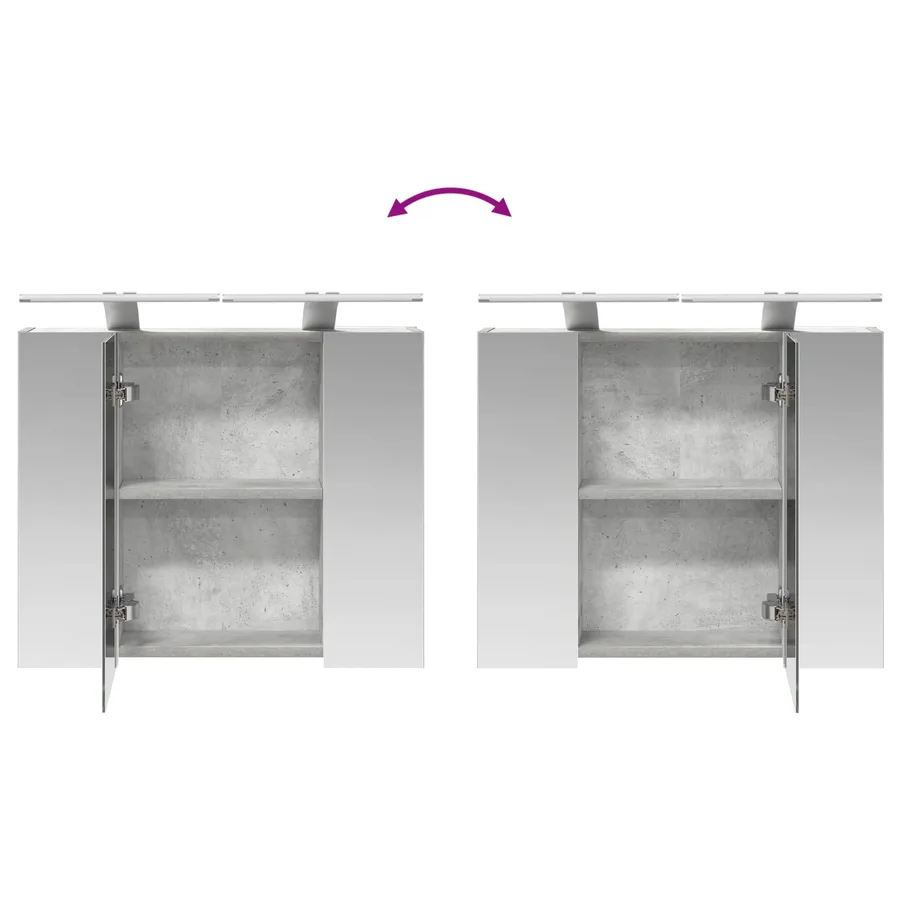 Armoire Miroir de Salle de Bain Gris béton 60 x 14,5 x 50 cm - 12
