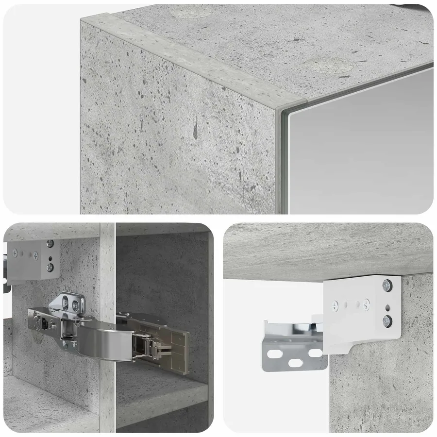 Armoire Miroir de Salle de Bain Gris béton 60 x 14,5 x 50 cm - 8