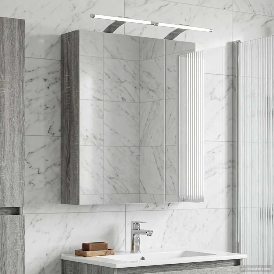 Armoire Miroir de Salle de Bain Gris Sonoma 60 x 14,5 x 70 cm