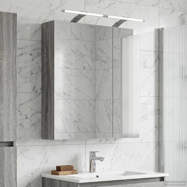 Armoire Miroir de Salle de Bain Gris Sonoma 60 x 14,5 x 70 cm