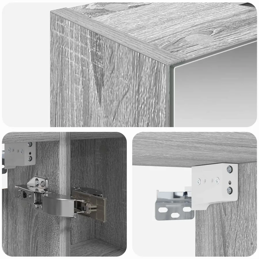 Armoire Miroir de Salle de Bain Gris Sonoma 60 x 14,5 x 70 cm - 10