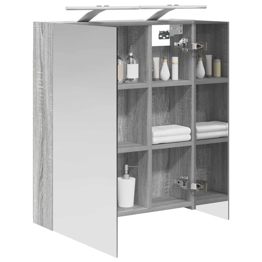 Armoire Miroir de Salle de Bain Gris Sonoma 60 x 14,5 x 70 cm - 3