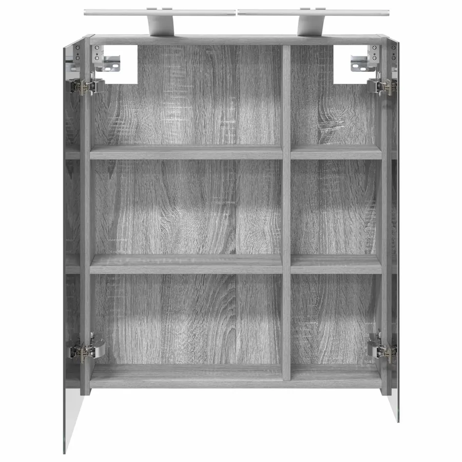 Armoire Miroir de Salle de Bain Gris Sonoma 60 x 14,5 x 70 cm - 7