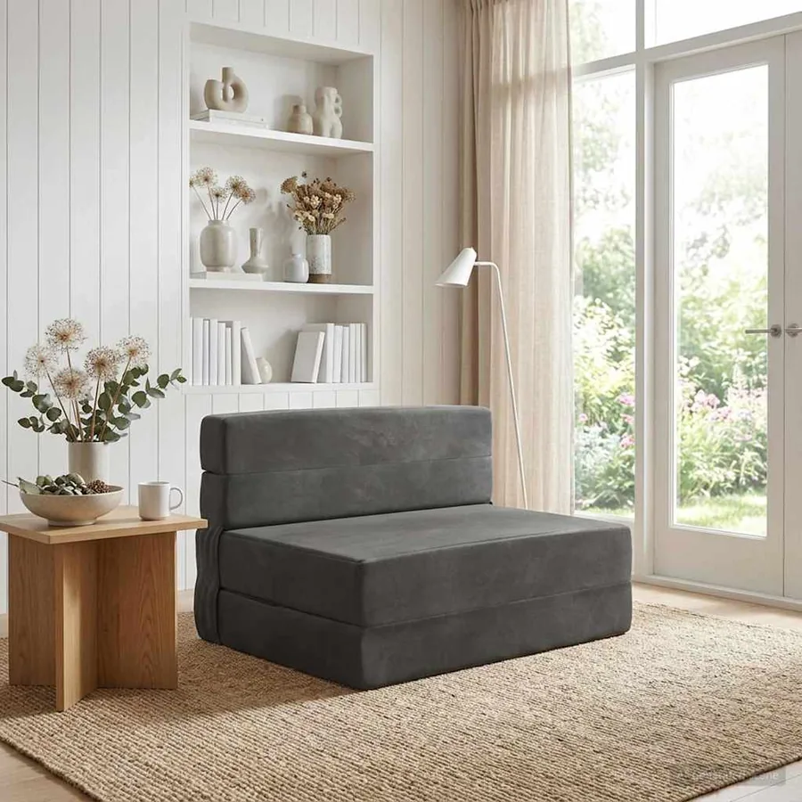 Canapé-lit pliable Gris foncé 100 x 80 x 60 cm Tissu