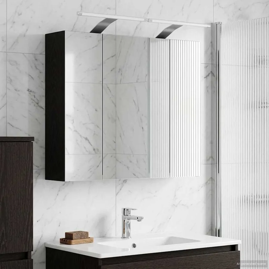 Armoire Miroir de Salle de Bain Chêne noir 60 x 14,5 x 50 cm