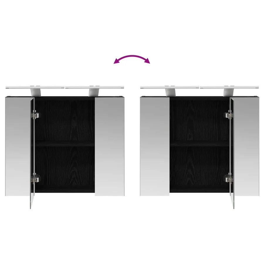 Armoire Miroir de Salle de Bain Chêne noir 60 x 14,5 x 50 cm - 12