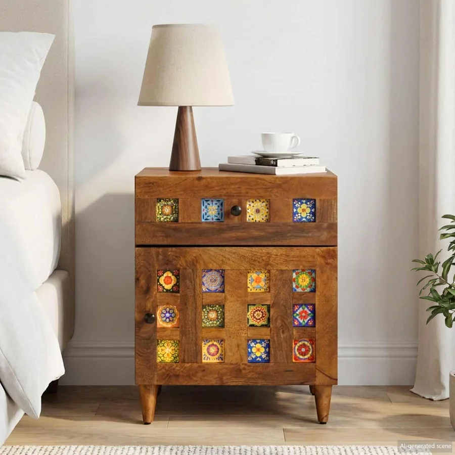 Cabinet de chevet Marron 50 x 33 x 60 cm Bois de mangue massif