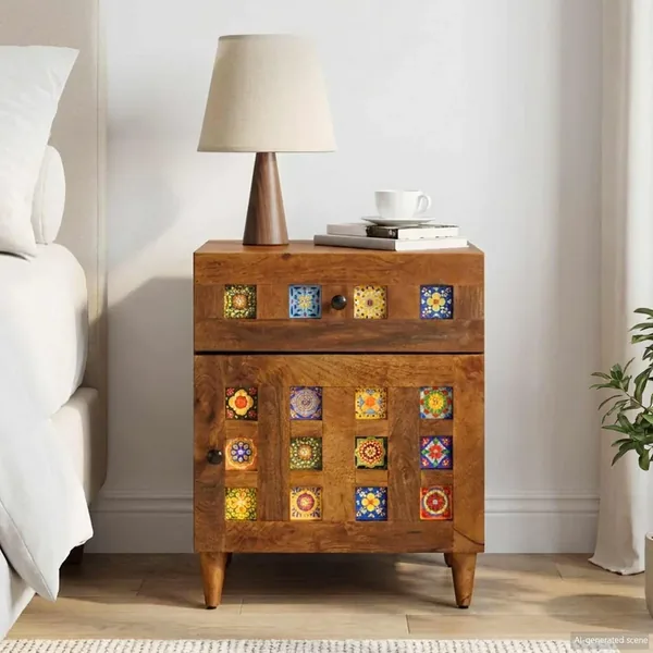 Cabinet de chevet Marron 50 x 33 x 60 cm Bois de mangue massif