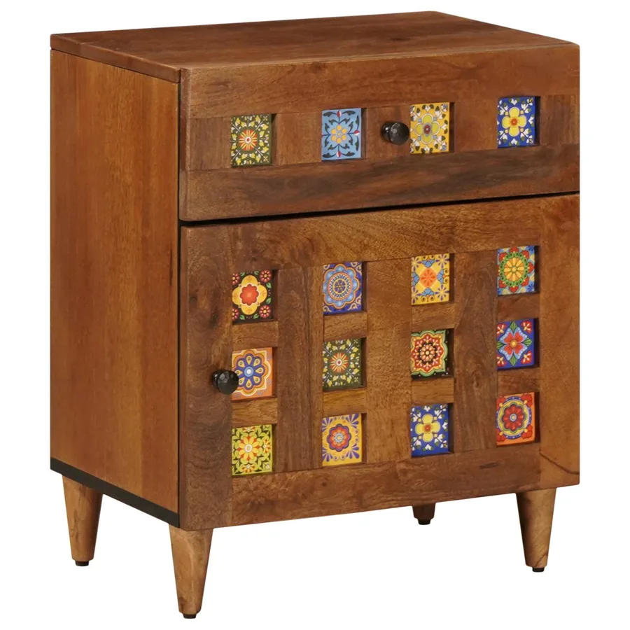 Cabinet de chevet Marron 50 x 33 x 60 cm Bois de mangue massif - 2