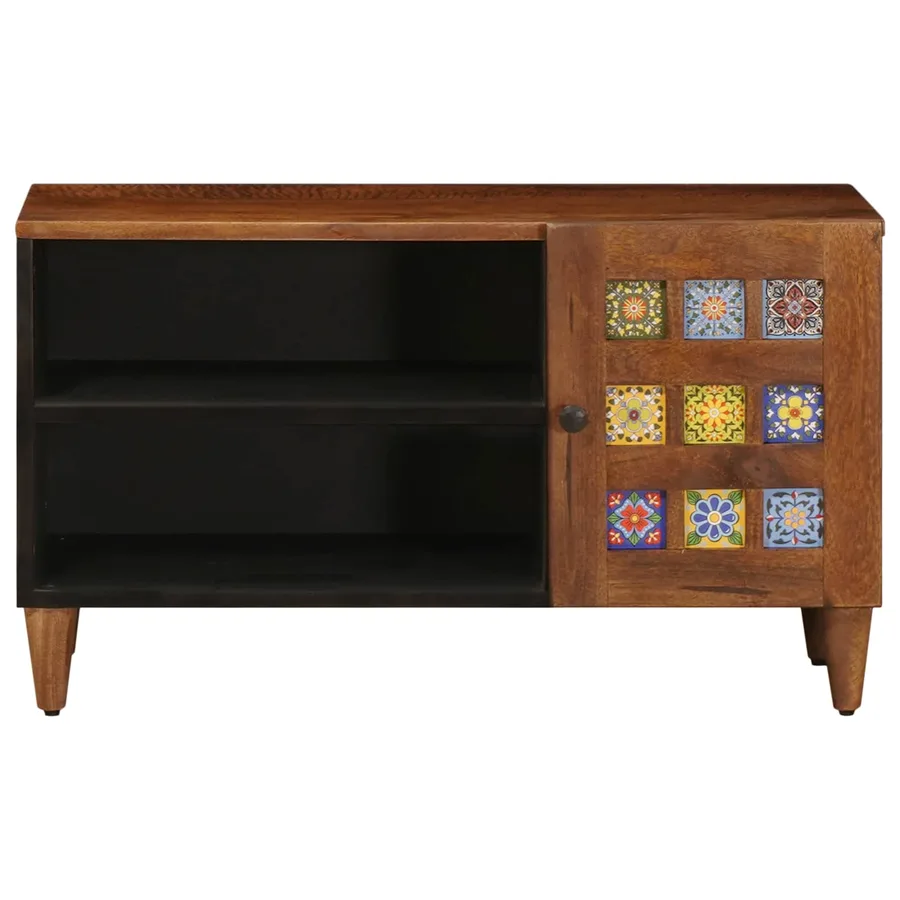 Meuble TV Noyer 80 x 33 x 46 cm Bois de mangue massif - 4