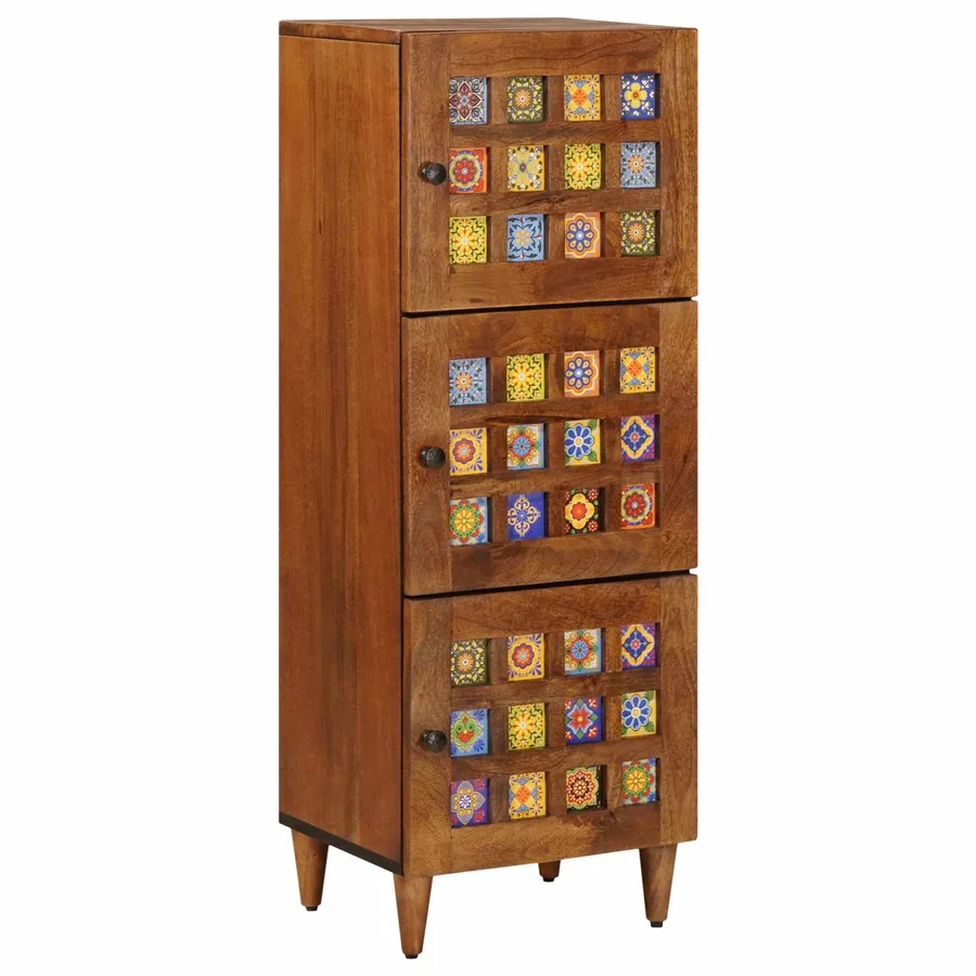 Haut Armoire Noyer 40 x 33 x 110 cm Bois de mangue massif - 2