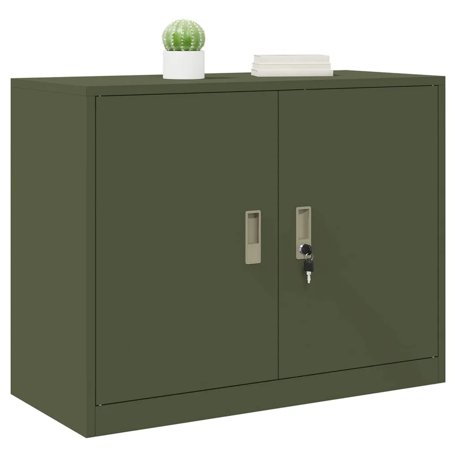 Armoire de rangement Vert olive 90 x 40 x 70 cm Acier - 3