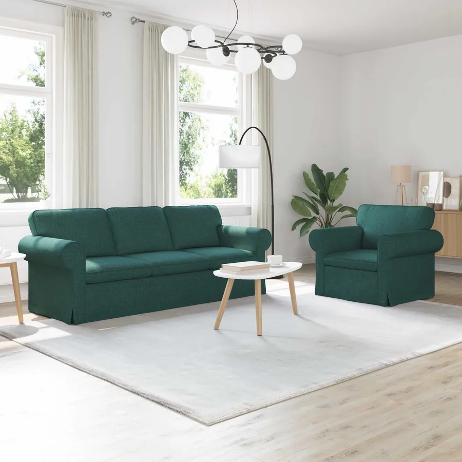 Ensemble de Canapés 2 pcs Vert foncé 215 x 82 x 80 cm tissu