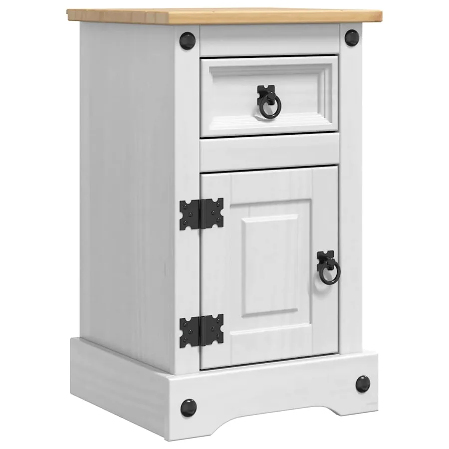 Table de chevet Corona Blanc 35 x 32,5 x 58 cm Pin massif - 2
