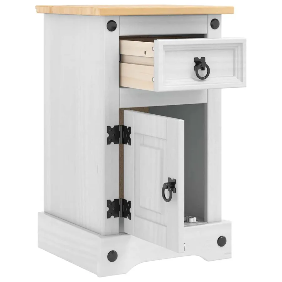 Table de chevet Corona Blanc 35 x 32,5 x 58 cm Pin massif - 5