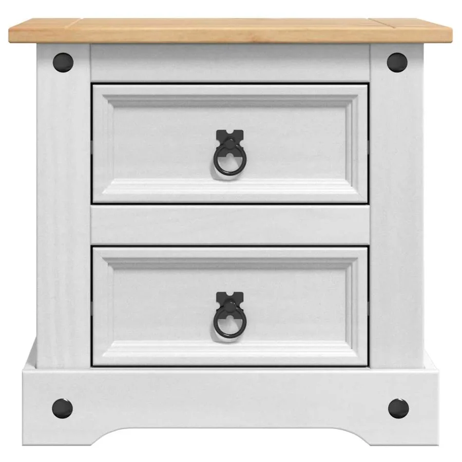 Table de chevet Corona Blanc 53 x 39 x 47 cm Pin massif - 6