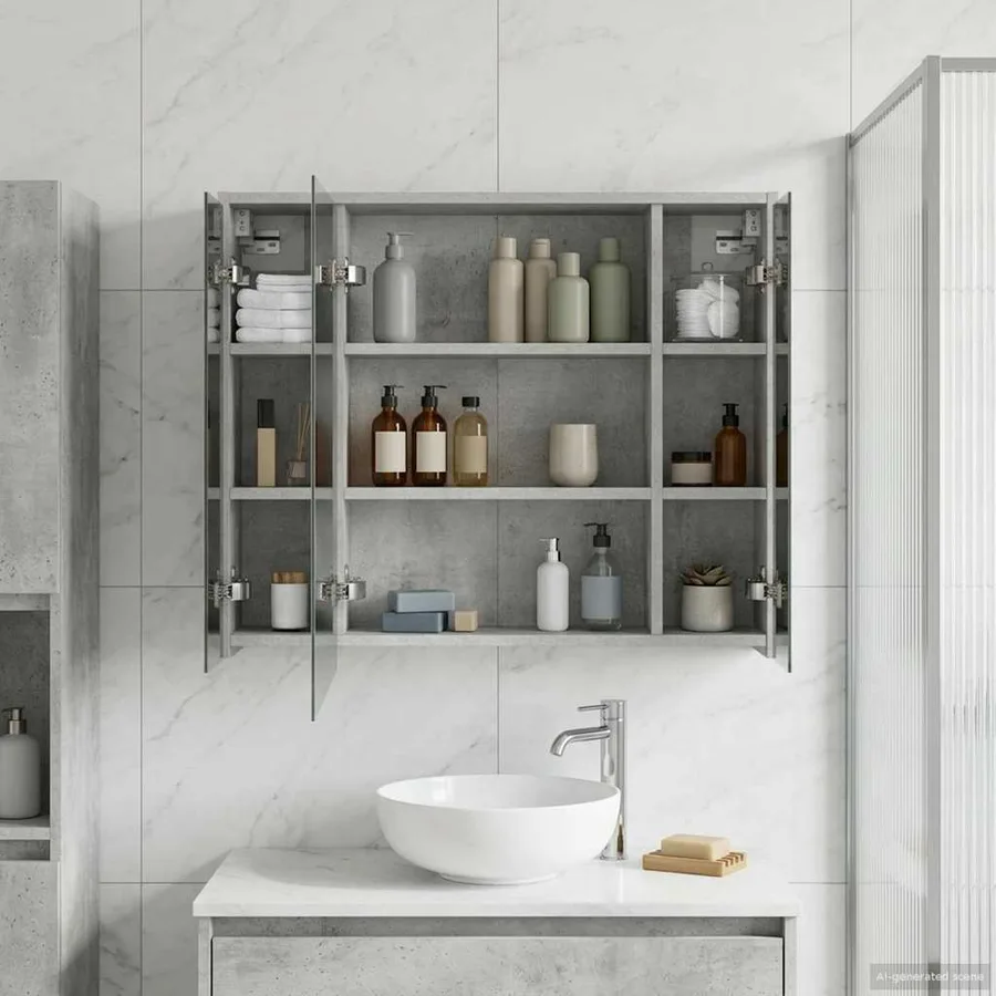 Armoire Miroir de Salle de Bain Gris béton 73,5 x 16 x 62,5 cm - 4