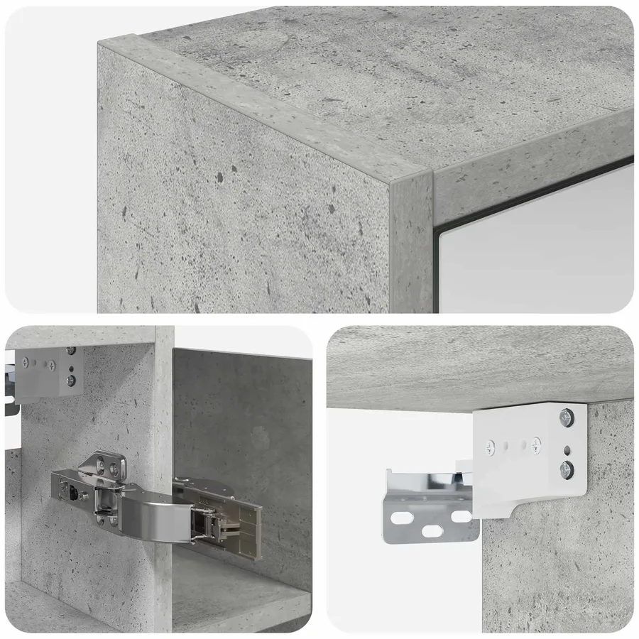Armoire Miroir de Salle de Bain Gris béton 73,5 x 16 x 62,5 cm - 9