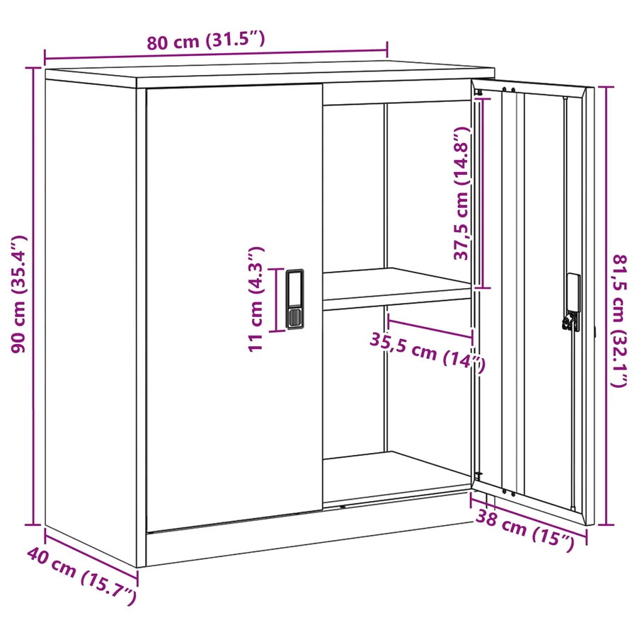 Armoire de rangement Anthracite 80 x 40 x 90 cm Acier - 13