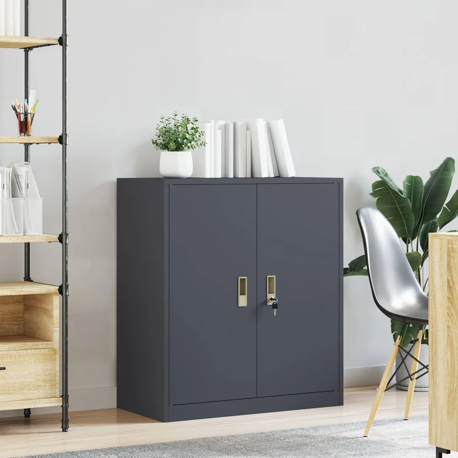 Armoire de rangement Anthracite 80 x 40 x 90 cm Acier - 4