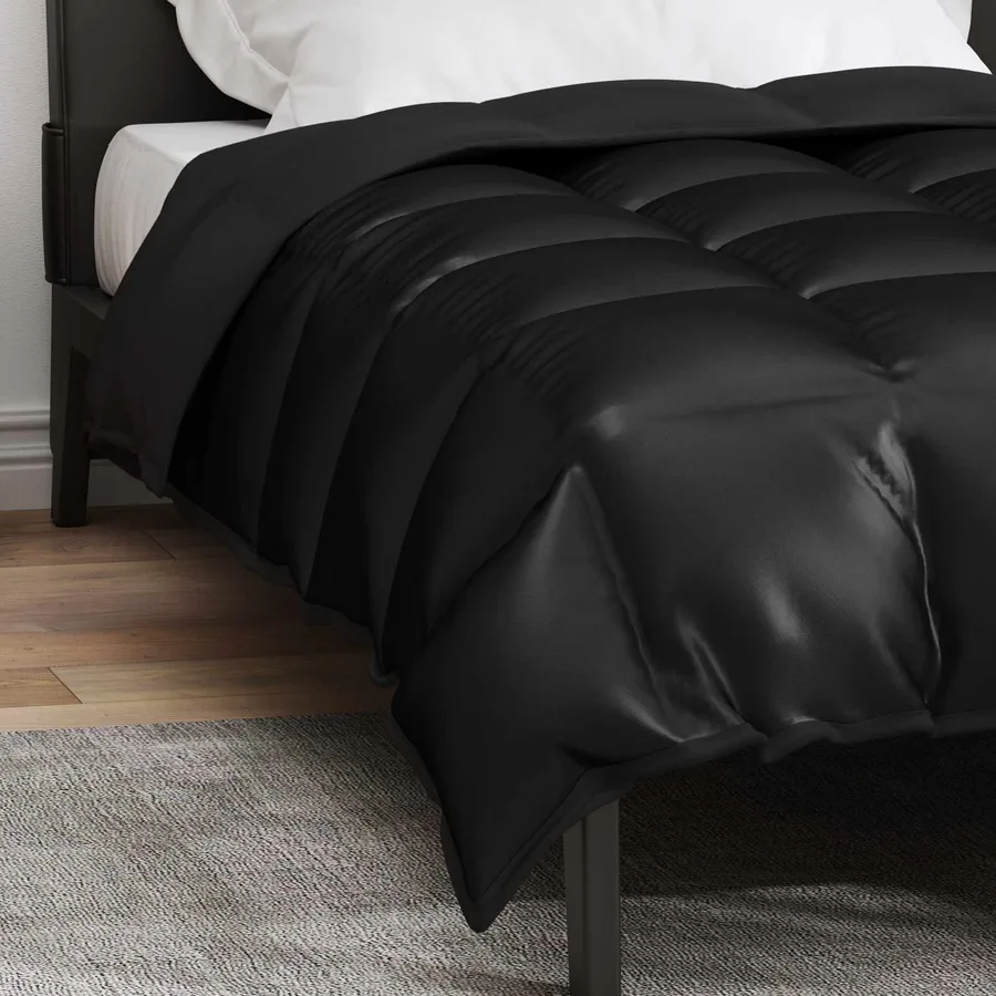 Duvet d'hiver Noir 135 x 200 cm Satin et Microfibre - 4