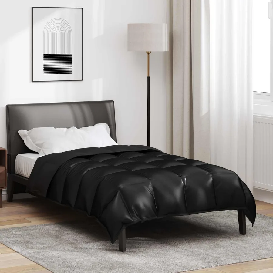 Duvet d'hiver Noir 155 x 220 cm Satin et Microfibre