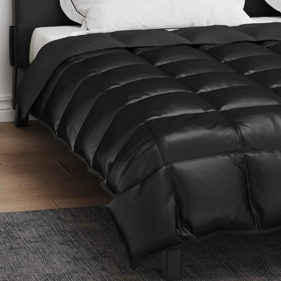 Duvet d'hiver Noir 220 x 240 cm Satin et Microfibre - 4