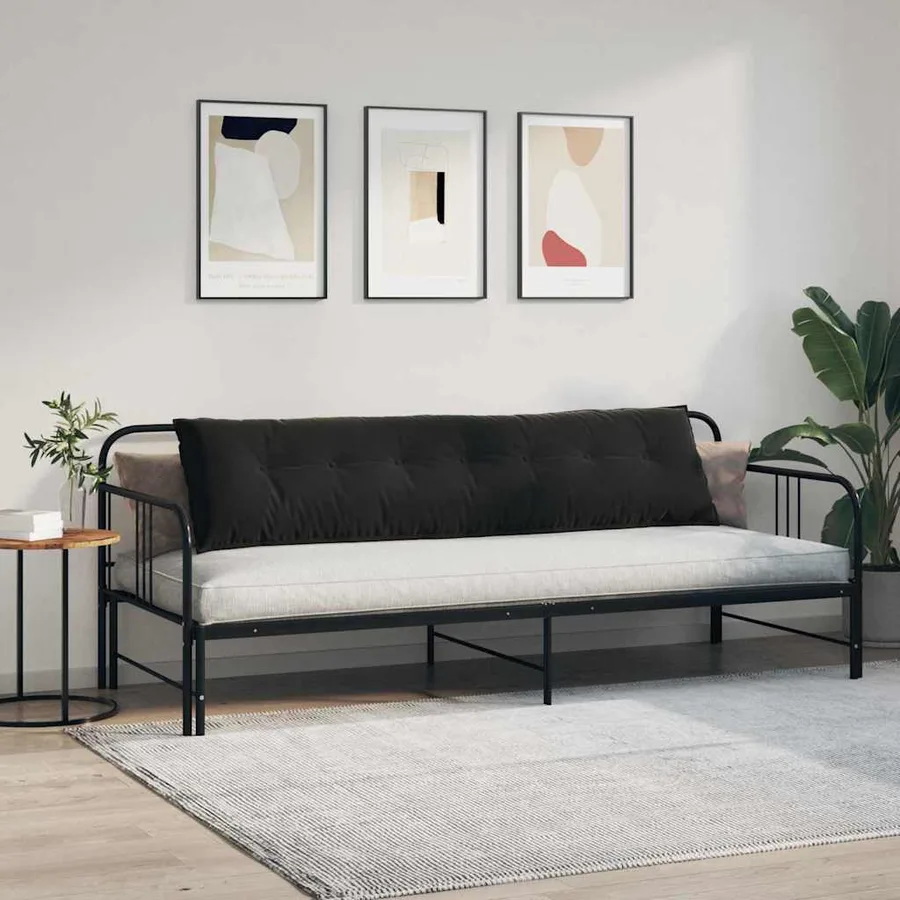 Coussin de Dos Noir 200 x 50 cm Tissu en velours côtelé - 4