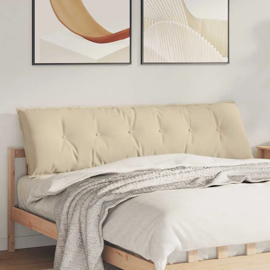 Coussin de Dos Crème 180 x 50 cm Tissu en microfibre
