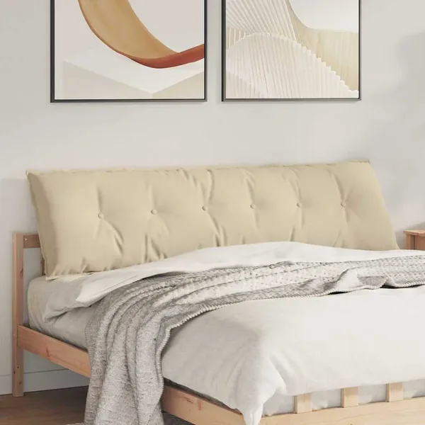 Coussin de Dos Crème 180 x 50 cm Tissu en microfibre