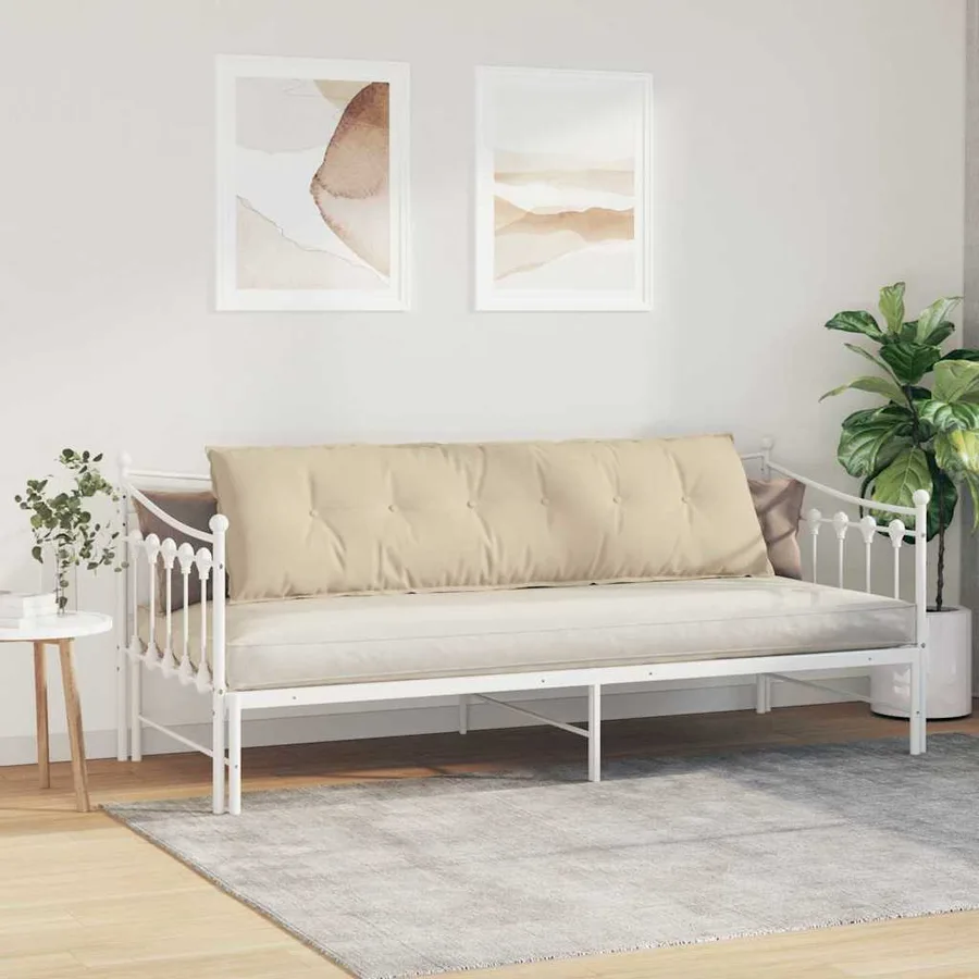Coussin de Dos Crème 180 x 50 cm Tissu en microfibre - 4