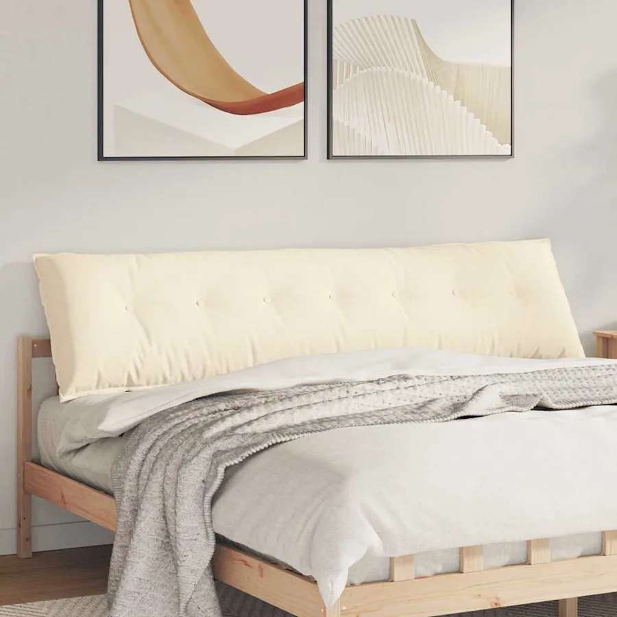 Coussin de Dos Crème 200 x 50 cm Tissu en velours côtelé