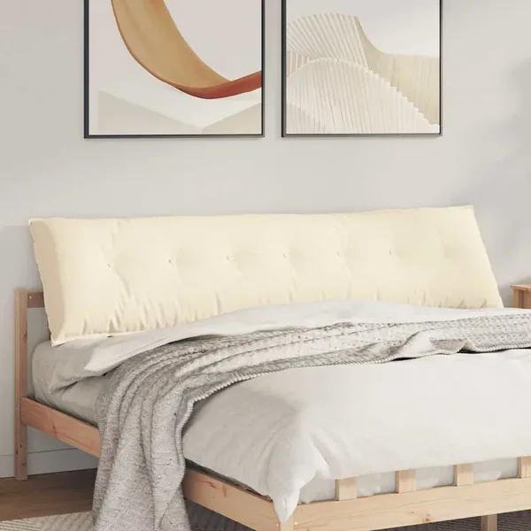 Coussin de Dos Crème 200 x 50 cm Tissu en velours côtelé