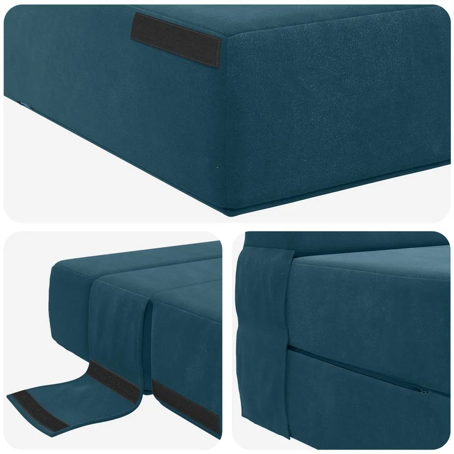 Canapé-lit pliable Bleu 152 x 86,5 x 60 cm Tissu - 6