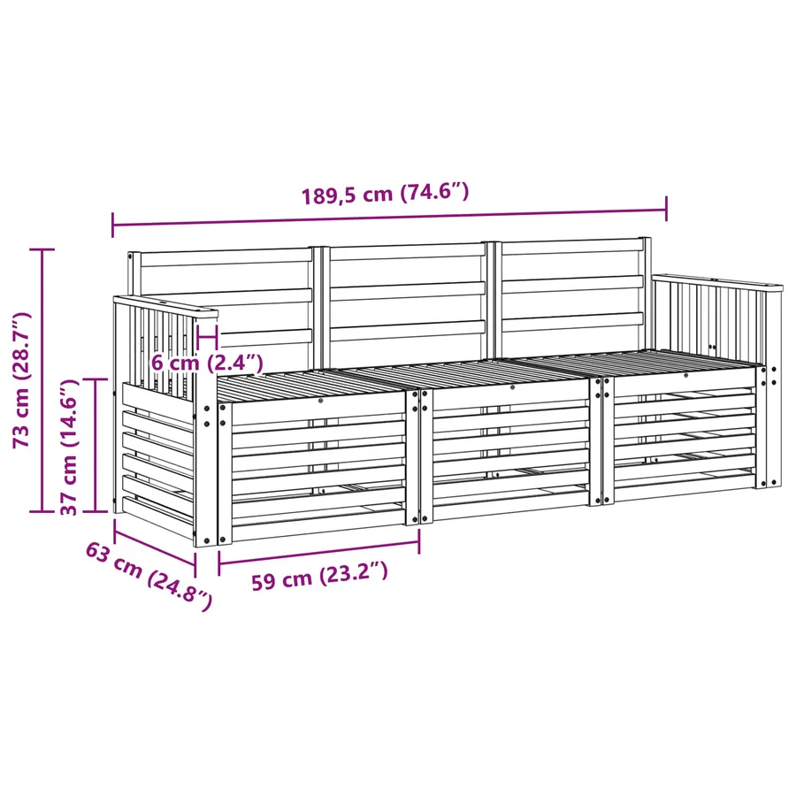 Ensembles de canapés 3 pcs Naturel Bois d'Acacia Massif - 6